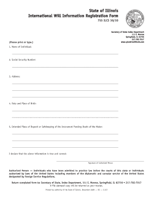 Illinois International Will Registration Form