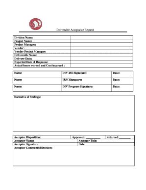 Deliverable Acceptance Request Form