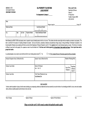 Kentucky Oil Property Tax Return