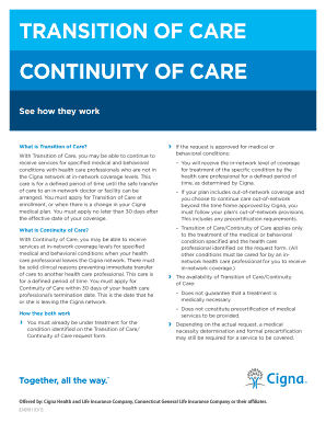 Cigna Transition of Care Form