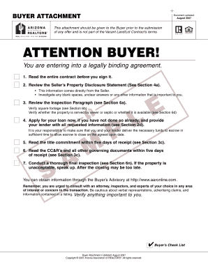 Arizona Vacant Land Lot Purchase Contract