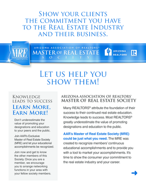 Arizona Association of Realtors Master of Real Estate Society Application