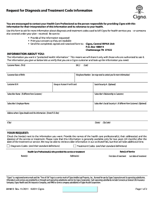 Cigna Diagnosis and Treatment Code Request Form