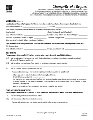 CIGNA HealthCare Change/Revoke Request Form