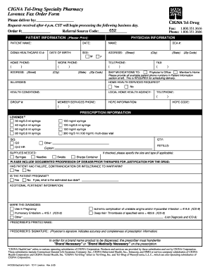 CIGNA Lovenox Fax Order Form