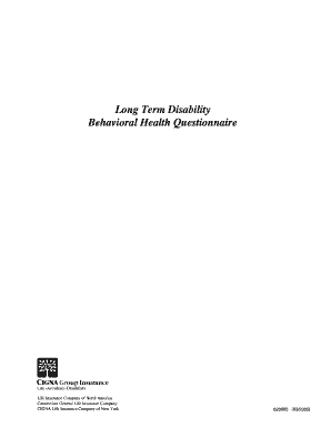 Long Term Disability Behavioral Health Questionnaire