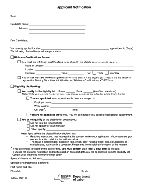 Apprenticeship Notification Form