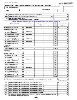 California District Tax Computation Schedule