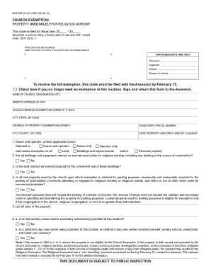 California Church Exemption Form