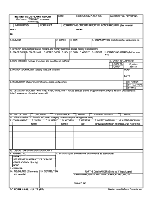 Military Incident/Complaint Report