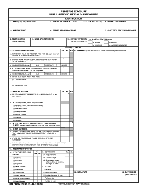 Asbestos Exposure Medical Questionnaire