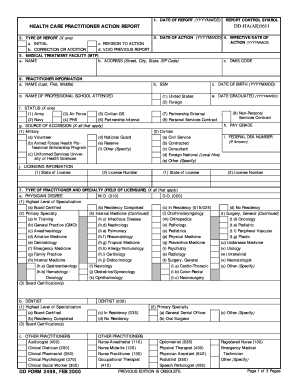 Health Care Practitioner Action Report