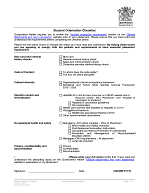 Student Orientation Checklist