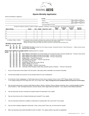 Equine Mortality Insurance Application