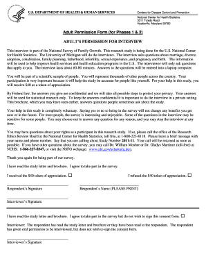 Adult Permission Form for National Survey of Family Growth