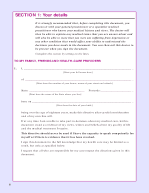 Queensland Advance Health Directive Form