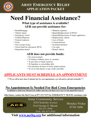 Army Emergency Relief Application Packet