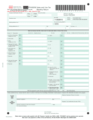 DC 2016 Sales and Use Tax Monthly Return