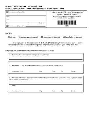 Pennsylvania Unincorporated Nonprofit Association Agent Appointment Form
