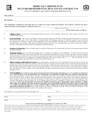 Short Sale Addendum to Multi-Board Residential Real Estate Contract 5.0