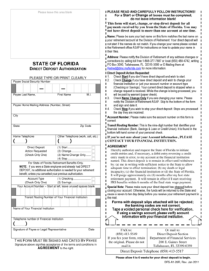 Florida Direct Deposit Authorization Form