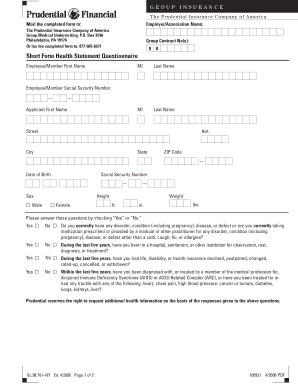 Prudential Group Medical Underwriting Form