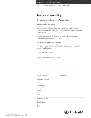 Prudential Evidence of Insurability Form