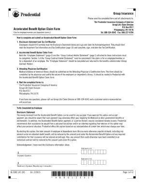 Accelerated Benefit Option Claim Form