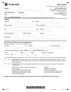 Prudential Group Life Insurance Health Statement