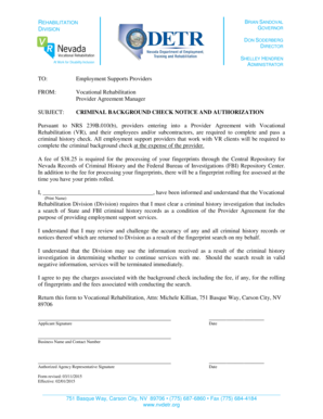 Nevada Criminal Background Check Authorization Form