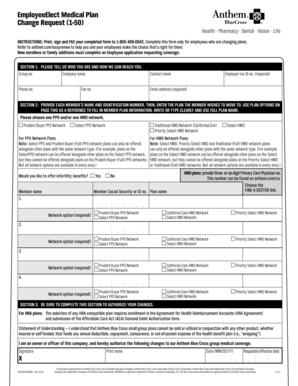 Employee Medical Plan Change Request