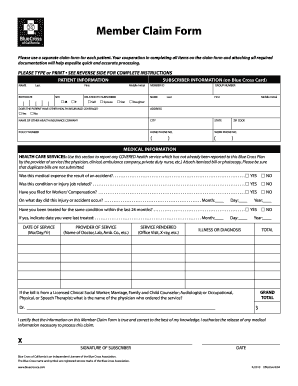 Blue Cross Member Claim Form