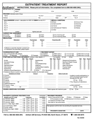Outpatient Treatment Report