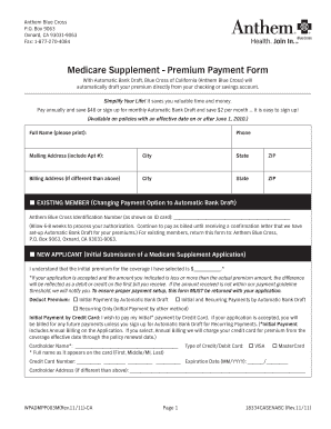 Medicare Supplement Premium Payment Form