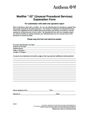 Modifier -22 Explanation Form