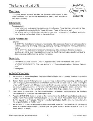 The Long and Lat of It Worksheet