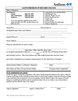 Agent/Broker of Record Change Form