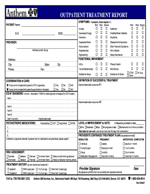 Outpatient Treatment Report
