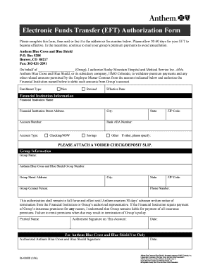 Electronic Funds Transfer Authorization Form
