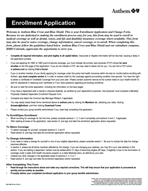 Anthem Enrollment Application and Change Form