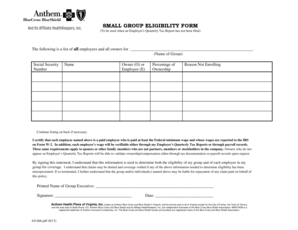 Small Group Eligibility Form
