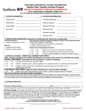 Hepatitis C Prior Authorization of Benefits Form