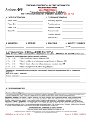 Hoosier Healthwise Prior Authorization of Benefits Form