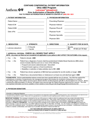 Ohio Lotronex Prior Authorization Form