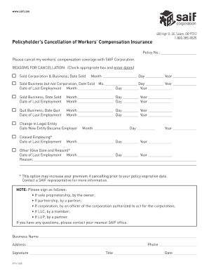 Policyholder’s Cancellation of Workers’ Compensation Insurance