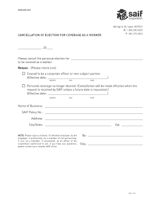 SAIF Worker Coverage Cancellation Form