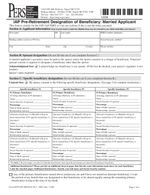 IAP Pre-Retirement Designation of Beneficiary Form