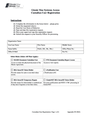Ginnie Mae Custodian User Registration Form
