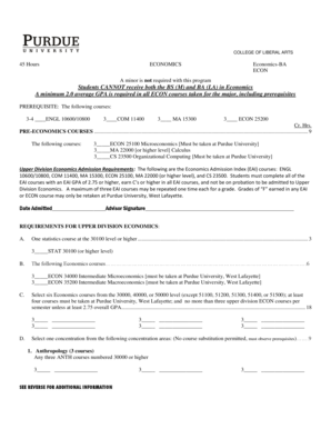 Economics BA Program Requirements