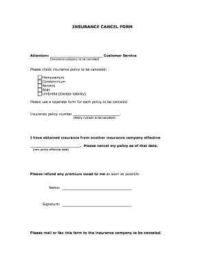 Insurance Cancellation Form
